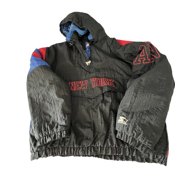 Vintage 90’s Starter Size L Large NFL New York Giants Half Zip Pullover Jacket